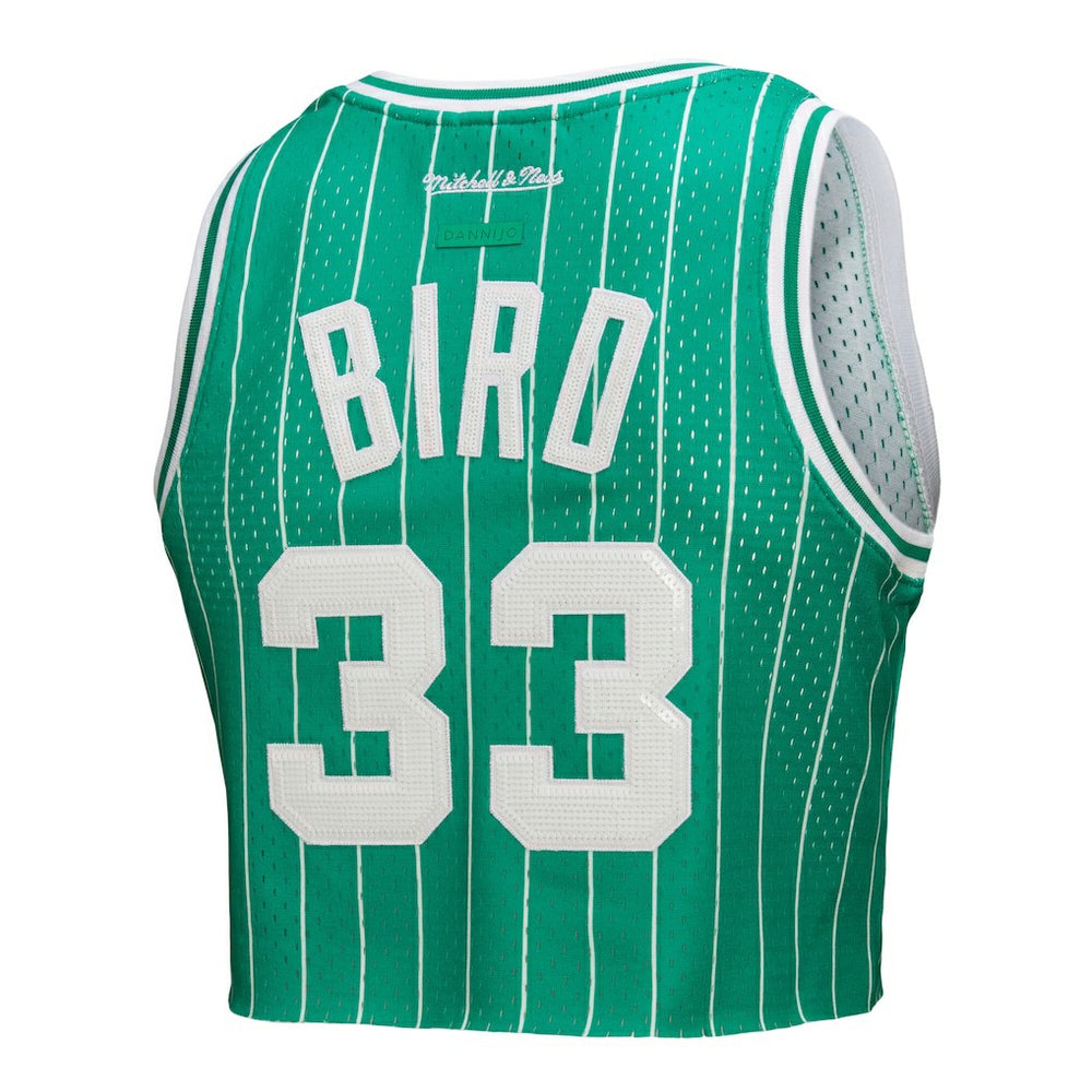 Mitchell & Ness Larry Bird Boston Celtics x DANNIJO Women's Fashion Cropped Basketball Jersey Kelly Green