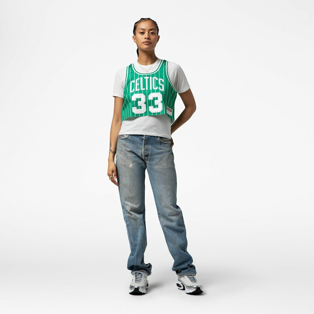 Mitchell & Ness Larry Bird Boston Celtics x DANNIJO Women's Fashion Cropped Basketball Jersey Kelly Green