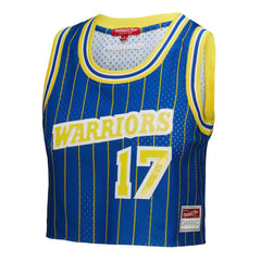 Mitchell & Ness Chris Mullin Golden State Warriors x DANNIJO Women's Fashion Cropped Basketball Jersey Royal