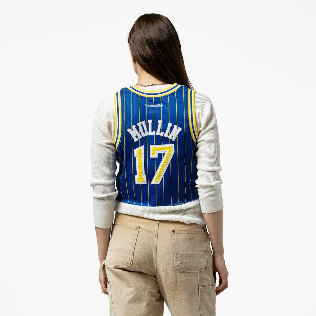 Mitchell & Ness Chris Mullin Golden State Warriors x DANNIJO Women's Fashion Cropped Basketball Jersey Royal
