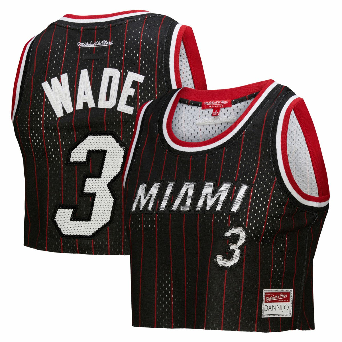 Mitchell & Ness Dwyane Wade Miami Heat x DANNIJO Women's Fashion Cropped Basketball Jersey Black
