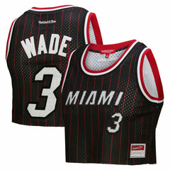 Mitchell & Ness Dwyane Wade Miami Heat x DANNIJO Women's Fashion Cropped Basketball Jersey Black