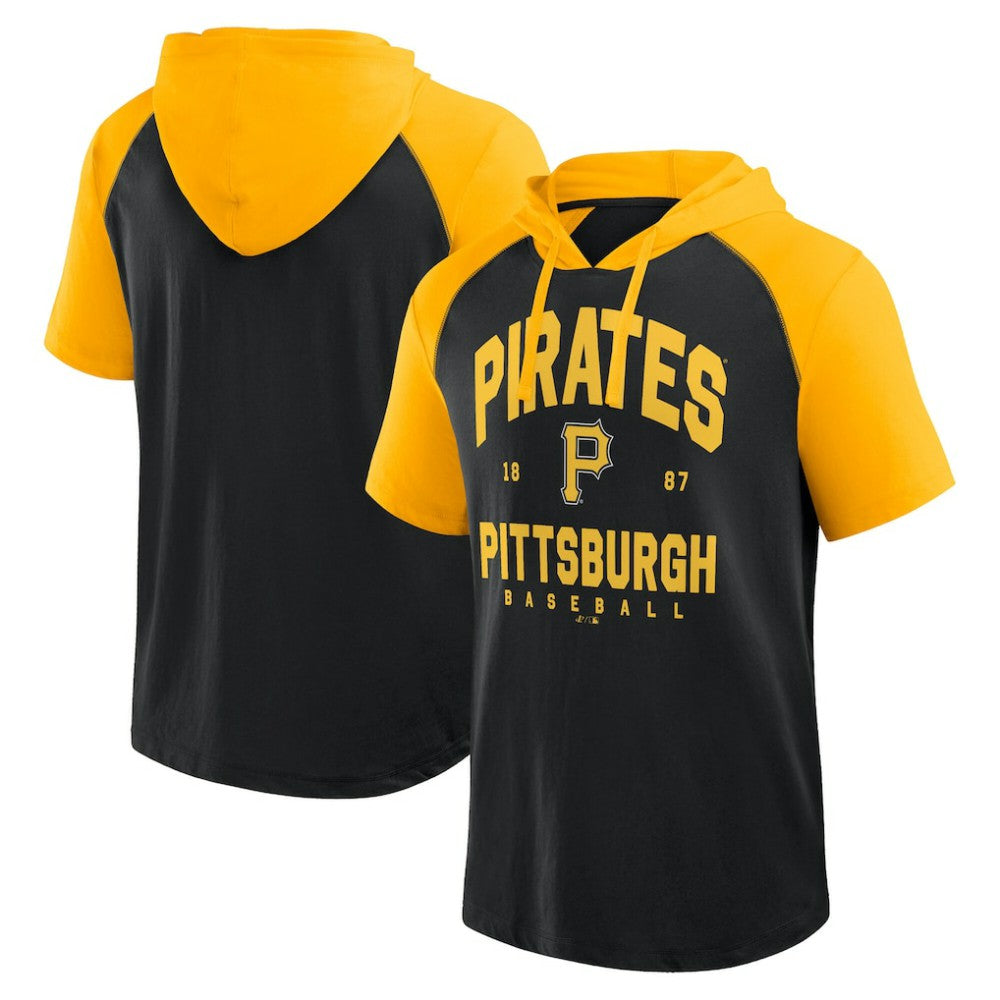 Pittsburgh Pirates Logo Athletic Prime Raglan Short Sleeve Hoodie T-Shirt Discount