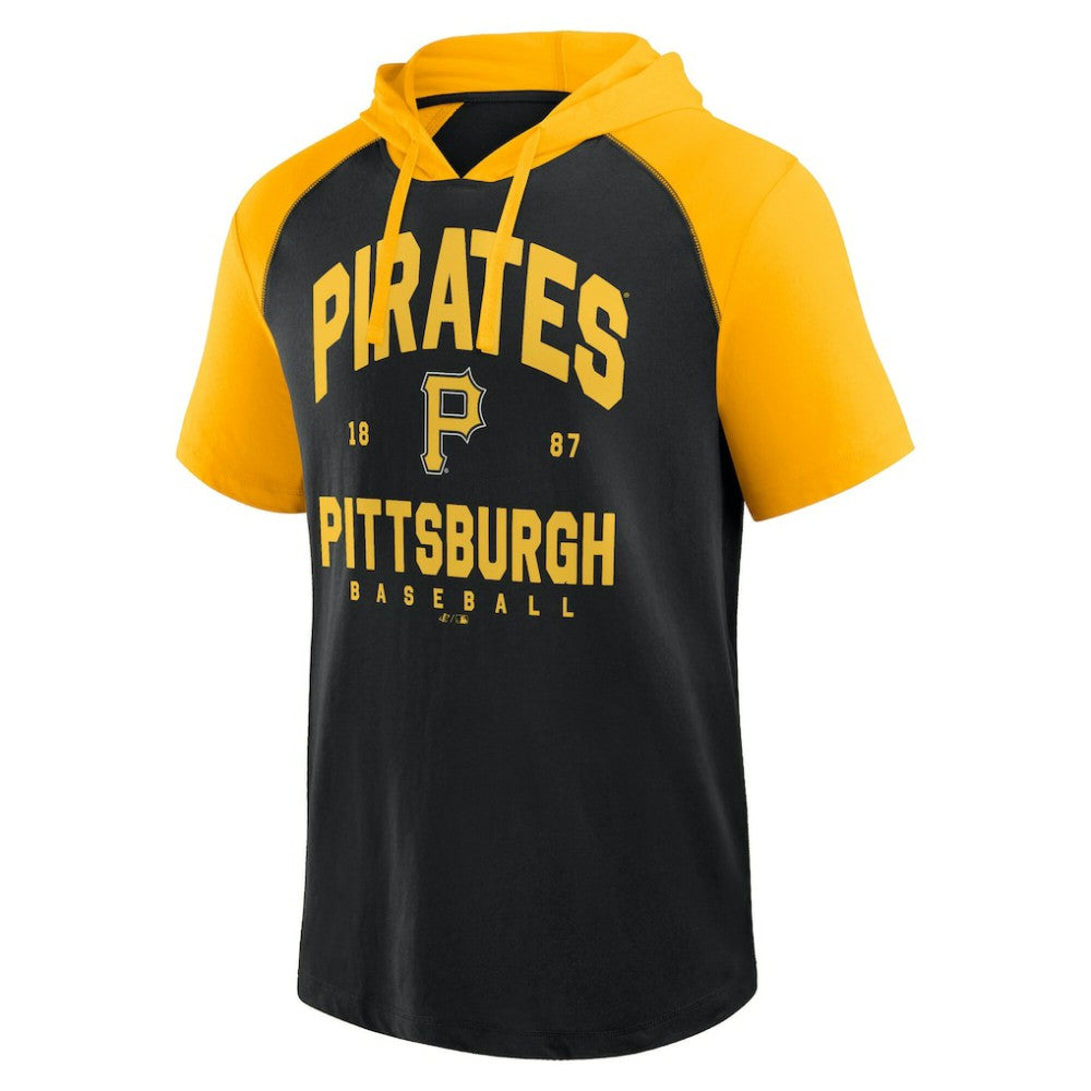Pittsburgh Pirates Logo Athletic Prime Raglan Short Sleeve Hoodie T-Shirt Discount