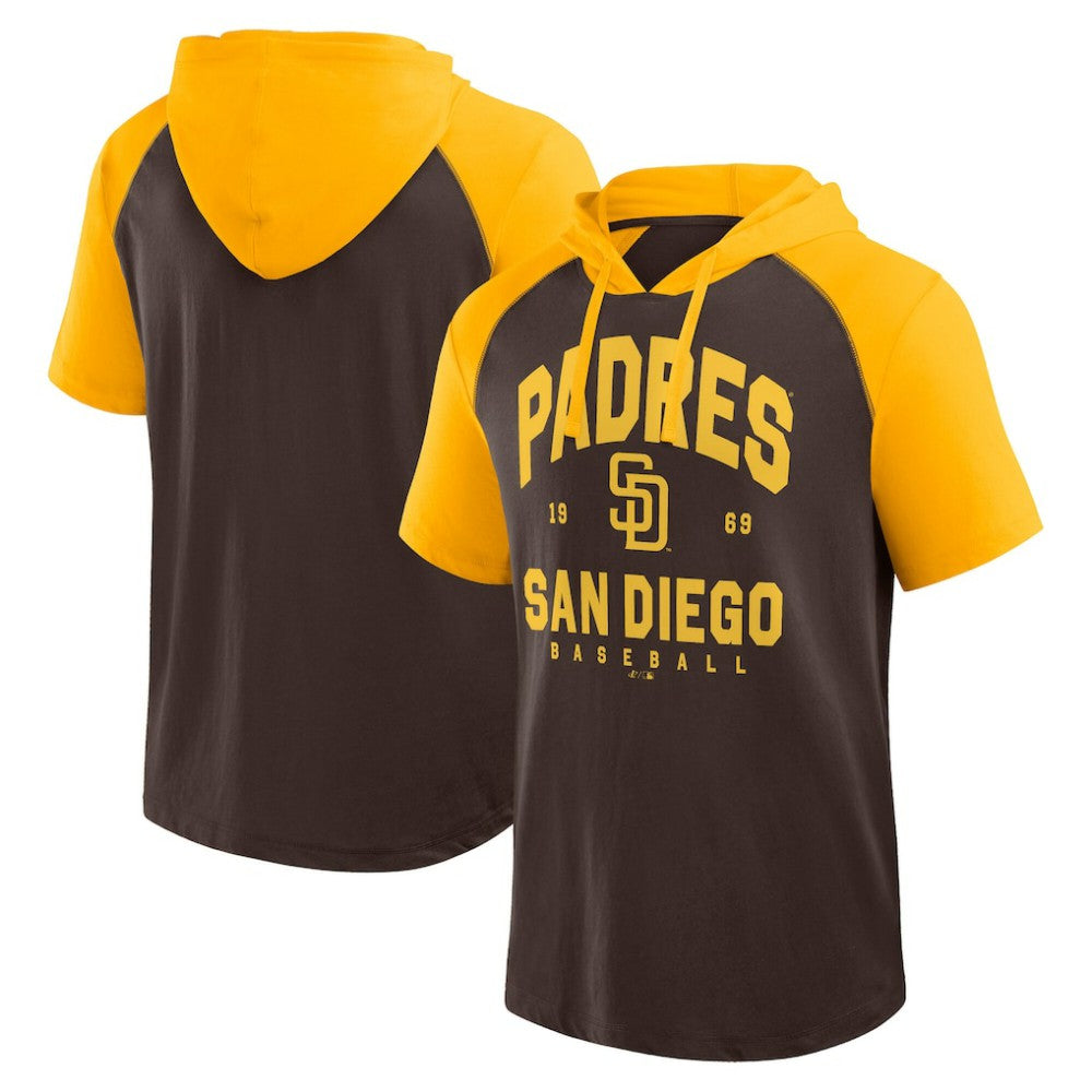 San Diego Padres Logo Athletic Prime Raglan Short Sleeve Hoodie T-Shirt Outlet