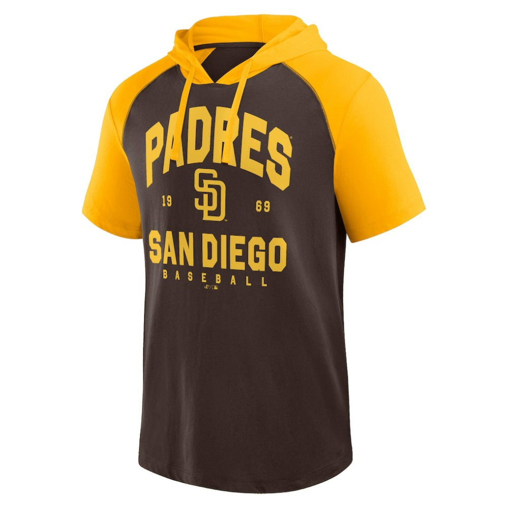 San Diego Padres Logo Athletic Prime Raglan Short Sleeve Hoodie T-Shirt Outlet