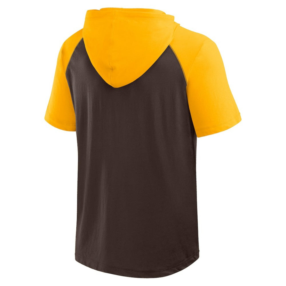 San Diego Padres Logo Athletic Prime Raglan Short Sleeve Hoodie T-Shirt Outlet