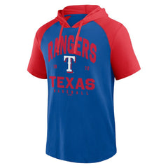 Texas Rangers Logo Athletic Prime Raglan Short Sleeve Hoodie T-Shirt Sale