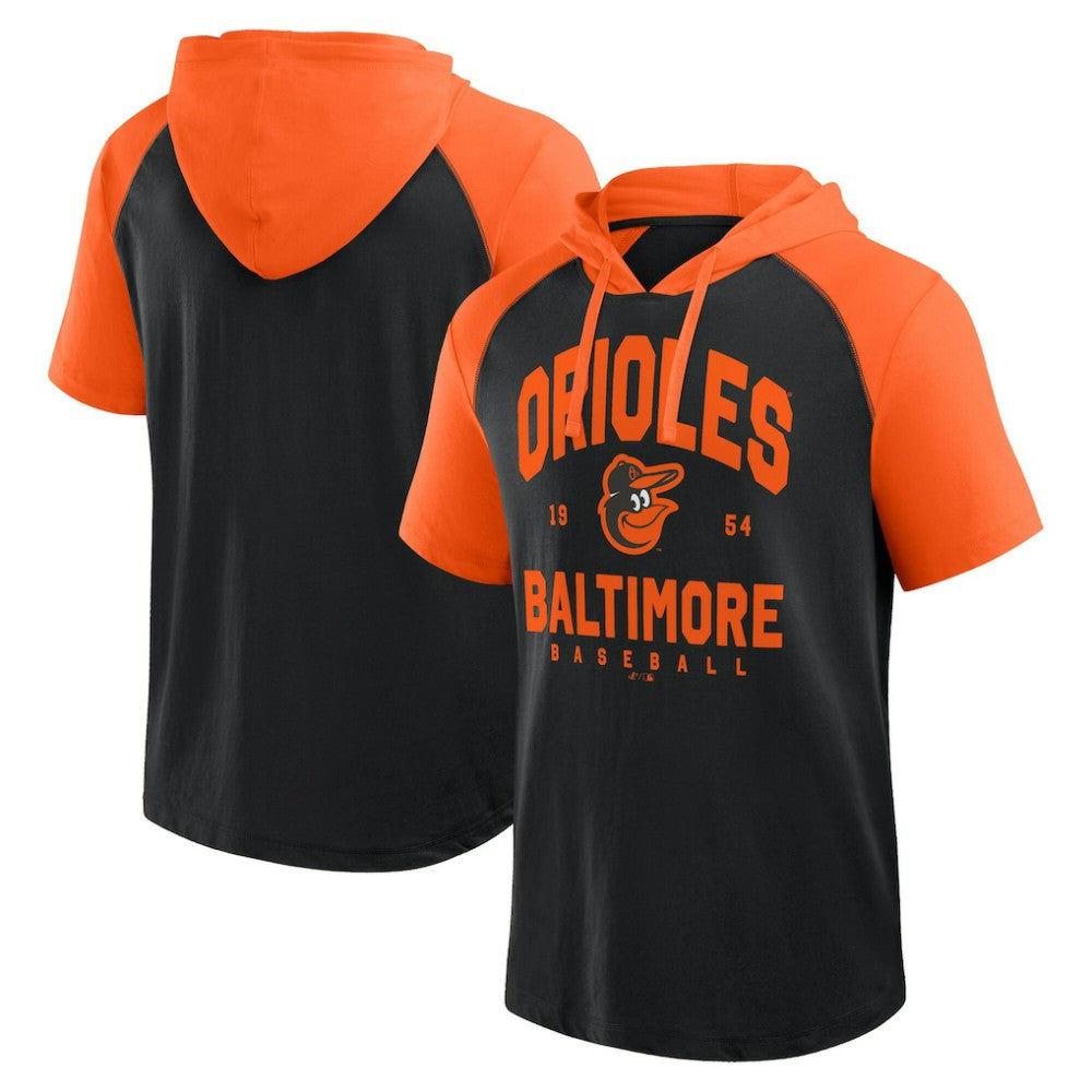 Baltimore Orioles Logo Athletic Prime Raglan Short Sleeve Hoodie T-Shirt Outlet