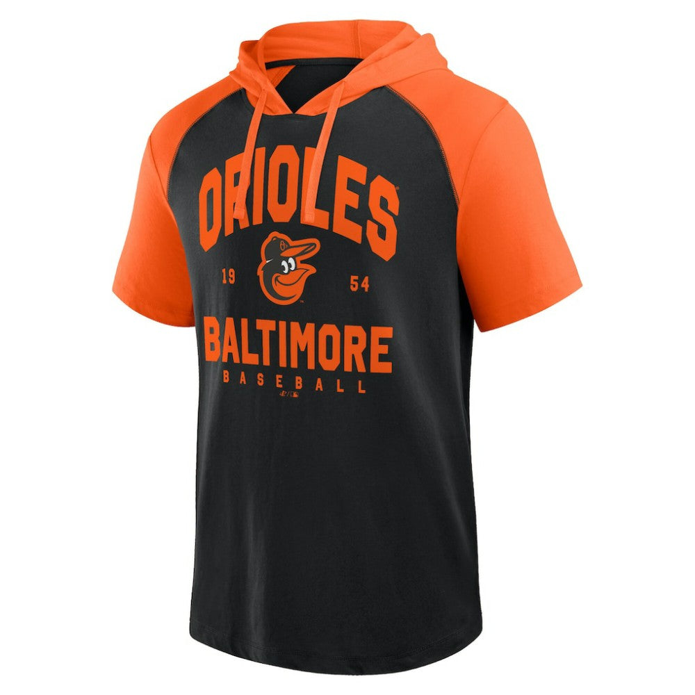 Baltimore Orioles Logo Athletic Prime Raglan Short Sleeve Hoodie T-Shirt Outlet