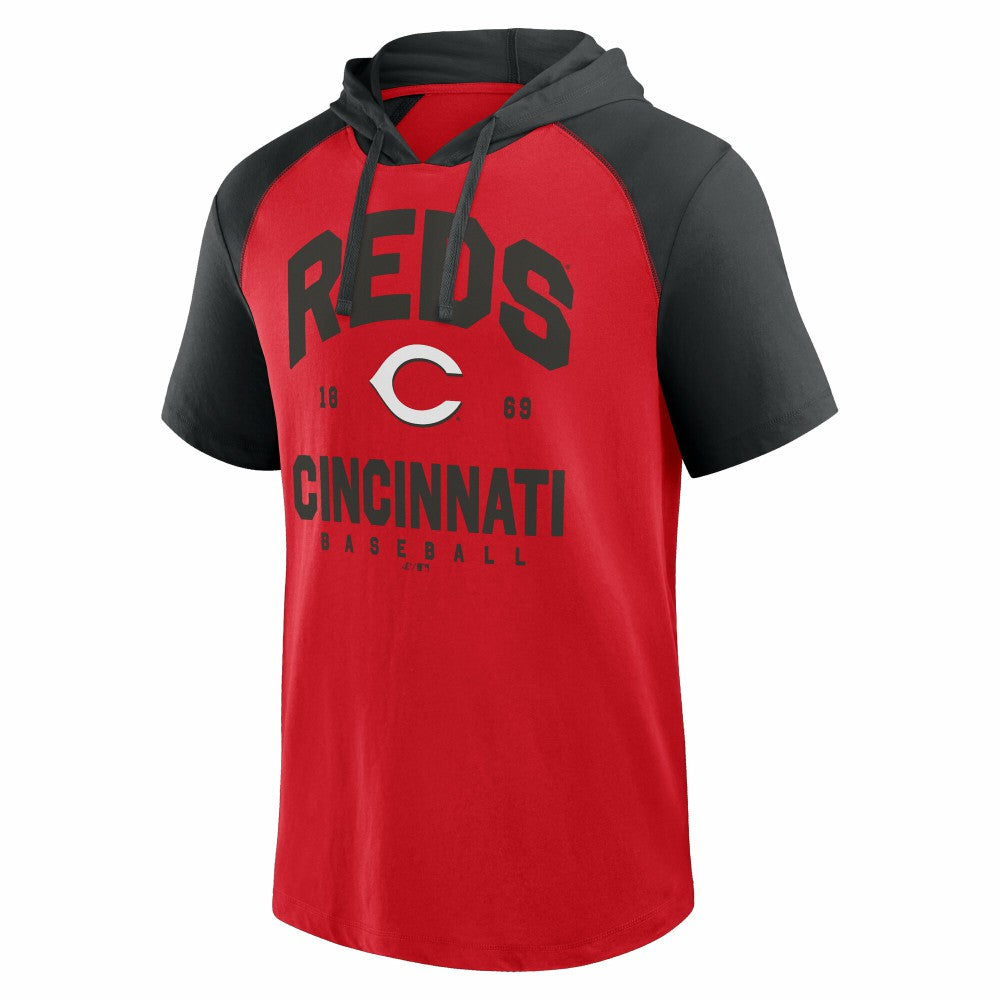 Cincinnati Reds Logo Athletic Prime Raglan Short Sleeve Hoodie T-Shirt Near Me