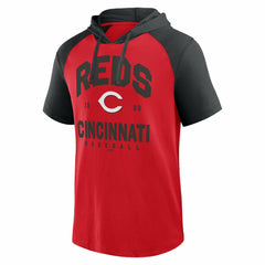 Cincinnati Reds Logo Athletic Prime Raglan Short Sleeve Hoodie T-Shirt Near Me