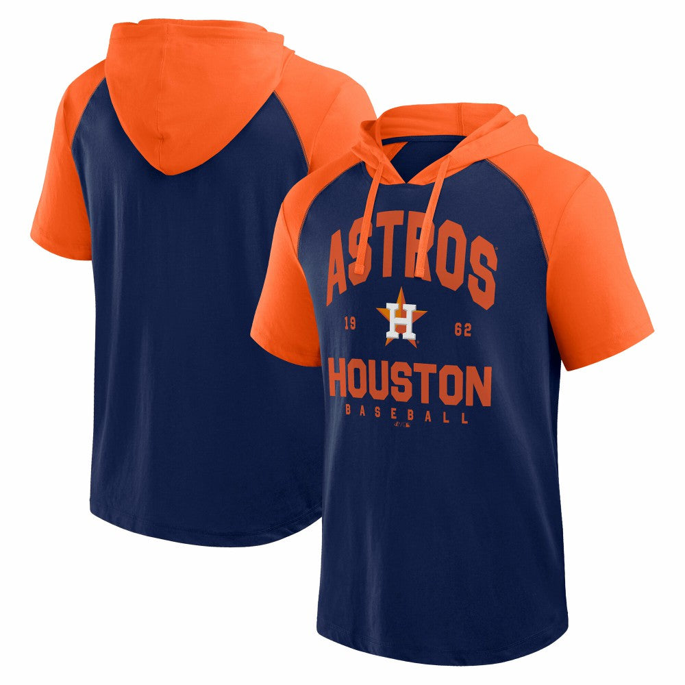 Houston Astros Logo Athletic Prime Raglan Short Sleeve Hoodie T-Shirt Online