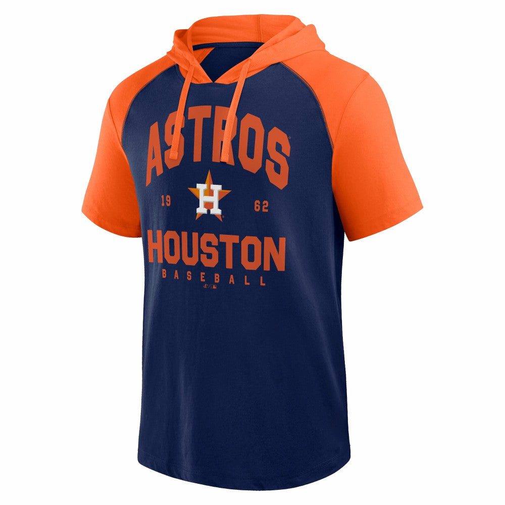 Houston Astros Logo Athletic Prime Raglan Short Sleeve Hoodie T-Shirt Online