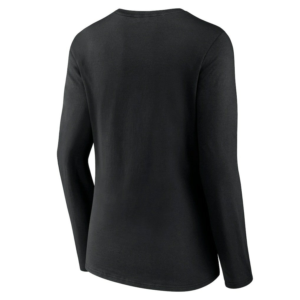 Jacksonville Jaguars Women's Classic Logo Long Sleeve V-Neck T-Shirt - Black - NFL