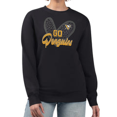 Pittsburgh Penguins G-III 4Her by Carl Banks Women's Animal Print Heart Fleece Pullover Sweatshirt - Black | NHL Lifestyle
