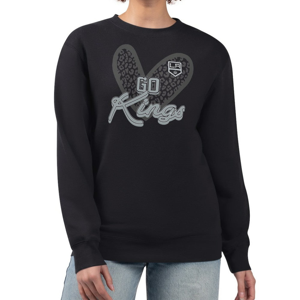 Los Angeles Kings G-III 4Her by Carl Banks Women's Animal Print Heart Fleece Pullover Sweatshirt - Black | NHL sale