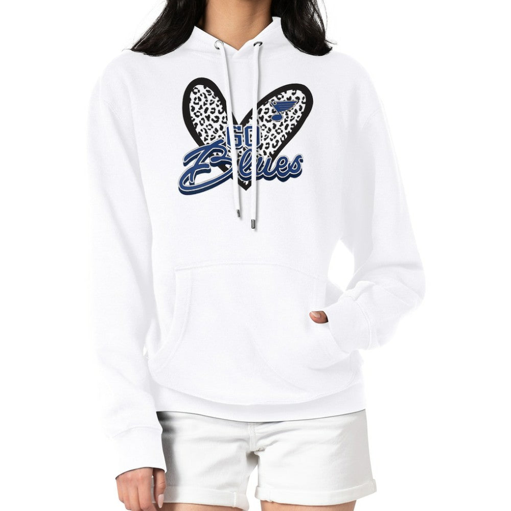 St. Louis Blues G-III 4Her by Carl Banks Women's Animal Print Heart Fleece Pullover Hoodie - White | NHL online