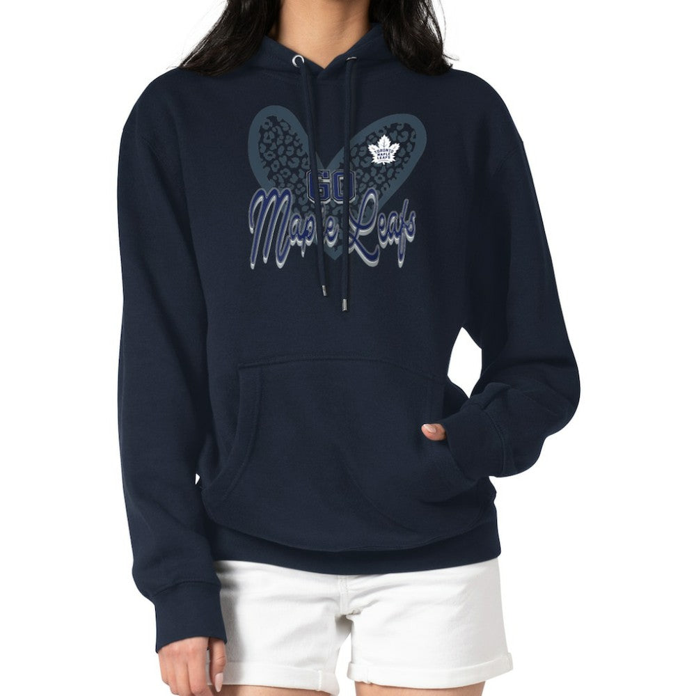 Toronto Maple Leafs G-III 4Her by Carl Banks Women's Animal Print Heart Fleece Pullover Hoodie - Navy | NHL discount