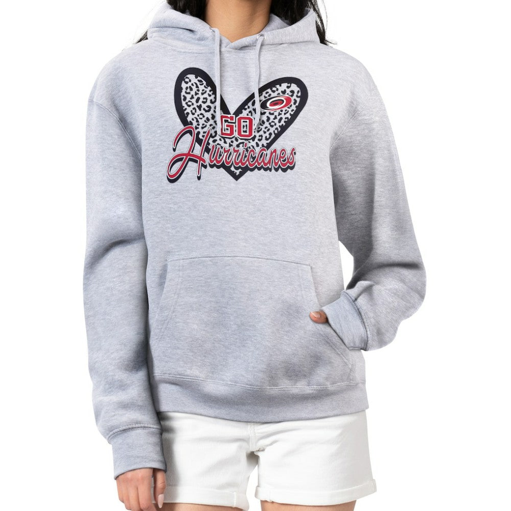 Carolina Hurricanes G-III 4Her by Carl Banks Women's Animal Print Heart Fleece Pullover Hoodie - Heather Gray | NHL online