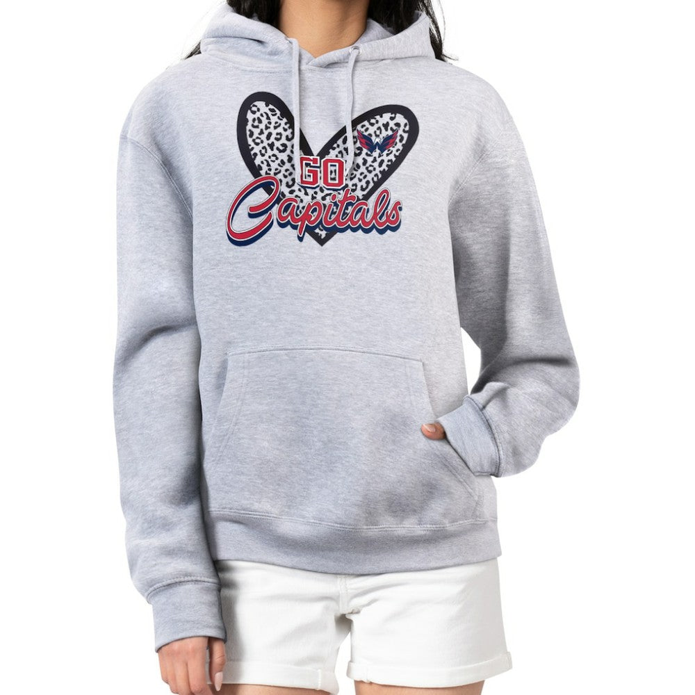 Washington Capitals G-III 4Her by Carl Banks Women's Animal Print Heart Fleece Pullover Hoodie - Heather Gray | NHL sale