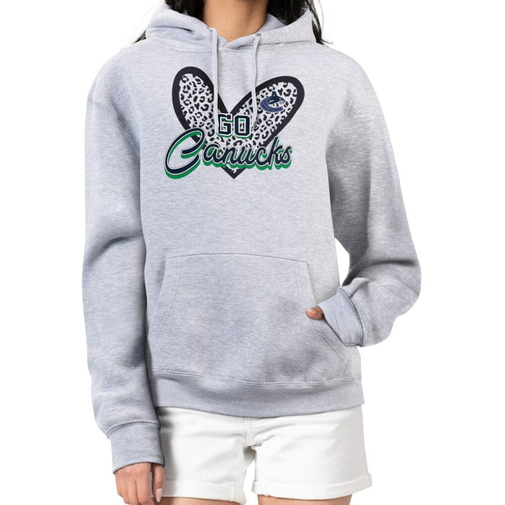 Vancouver Canucks G-III 4Her by Carl Banks Women's Animal Print Heart Fleece Pullover Hoodie - Heather Gray | NHL discount