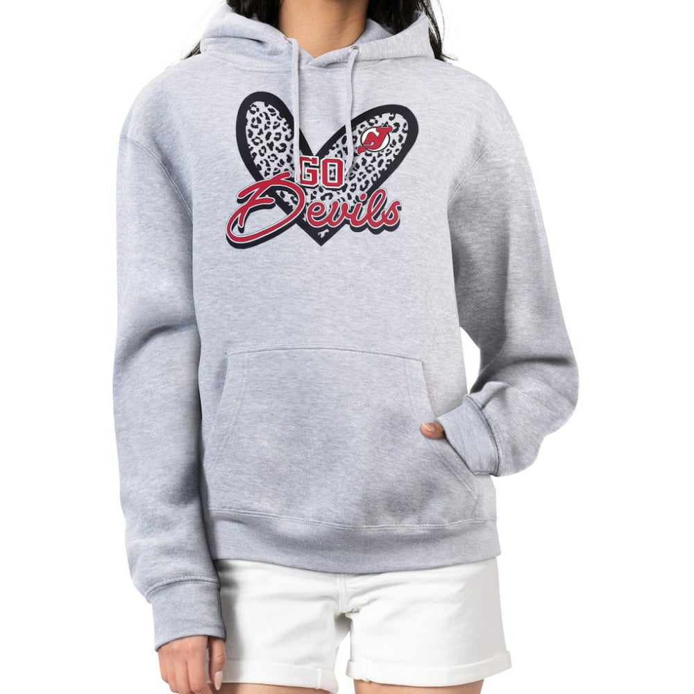 New Jersey Devils G-III 4Her by Carl Banks Women's Animal Print Heart Fleece Pullover Hoodie - Heather Gray | NHL discount
