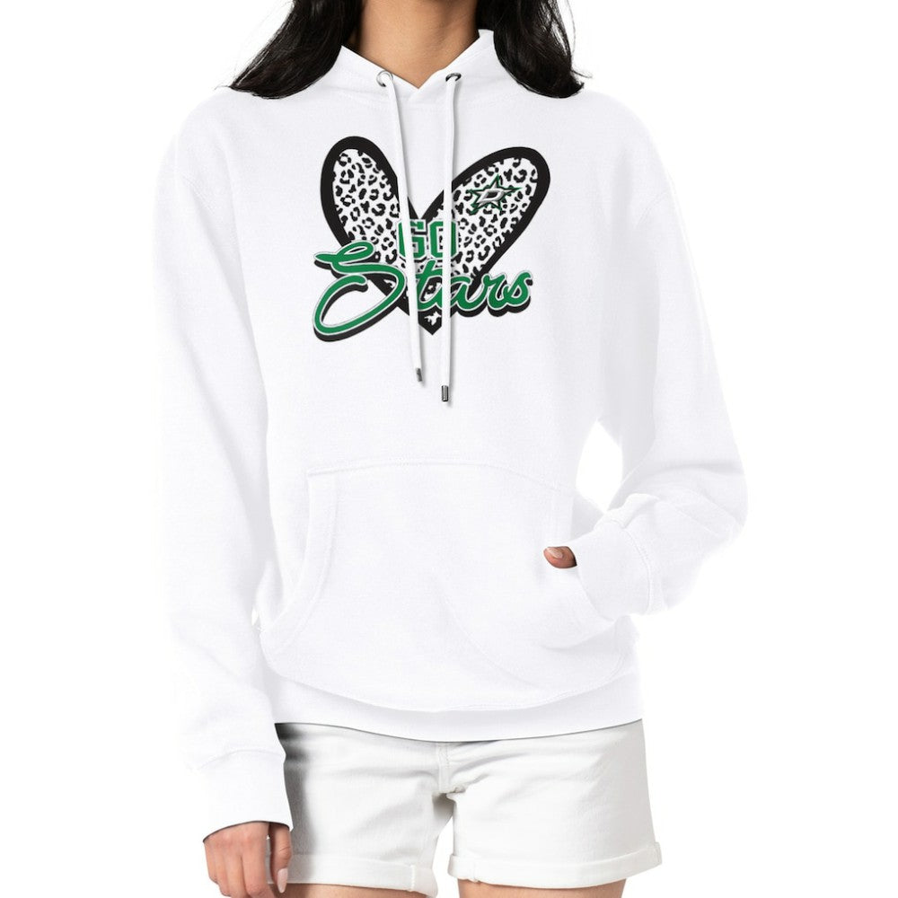 Dallas Stars G-III 4Her by Carl Banks Women's Animal Print Heart Fleece Pullover Hoodie - White | NHL near me