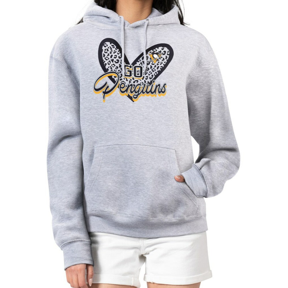 Pittsburgh Penguins G-III 4Her by Carl Banks Women's Animal Print Heart Fleece Pullover Hoodie - Heather Gray | NHL discount