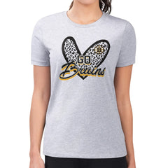 Boston Bruins G-III 4Her by Carl Banks Women's Super-Slim Fit Lightweight Animal Print Heart T-Shirt - Heather Gray | NHL Clearance