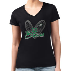 Dallas Stars G-III 4Her by Carl Banks Women's Super-Slim Fit Lightweight Animal Print Heart V-Neck T-Shirt - Black | NHL on sale