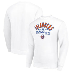 New York Islanders Starter Stick And Puck Logo Fleece Pullover Sweatshirt - White | NHL Clearance