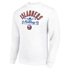 New York Islanders Starter Stick And Puck Logo Fleece Pullover Sweatshirt - White | NHL Clearance