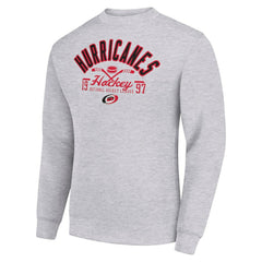 Carolina Hurricanes Starter Stick And Puck Logo Fleece Pullover Sweatshirt - Heather Gray | NHL on sale