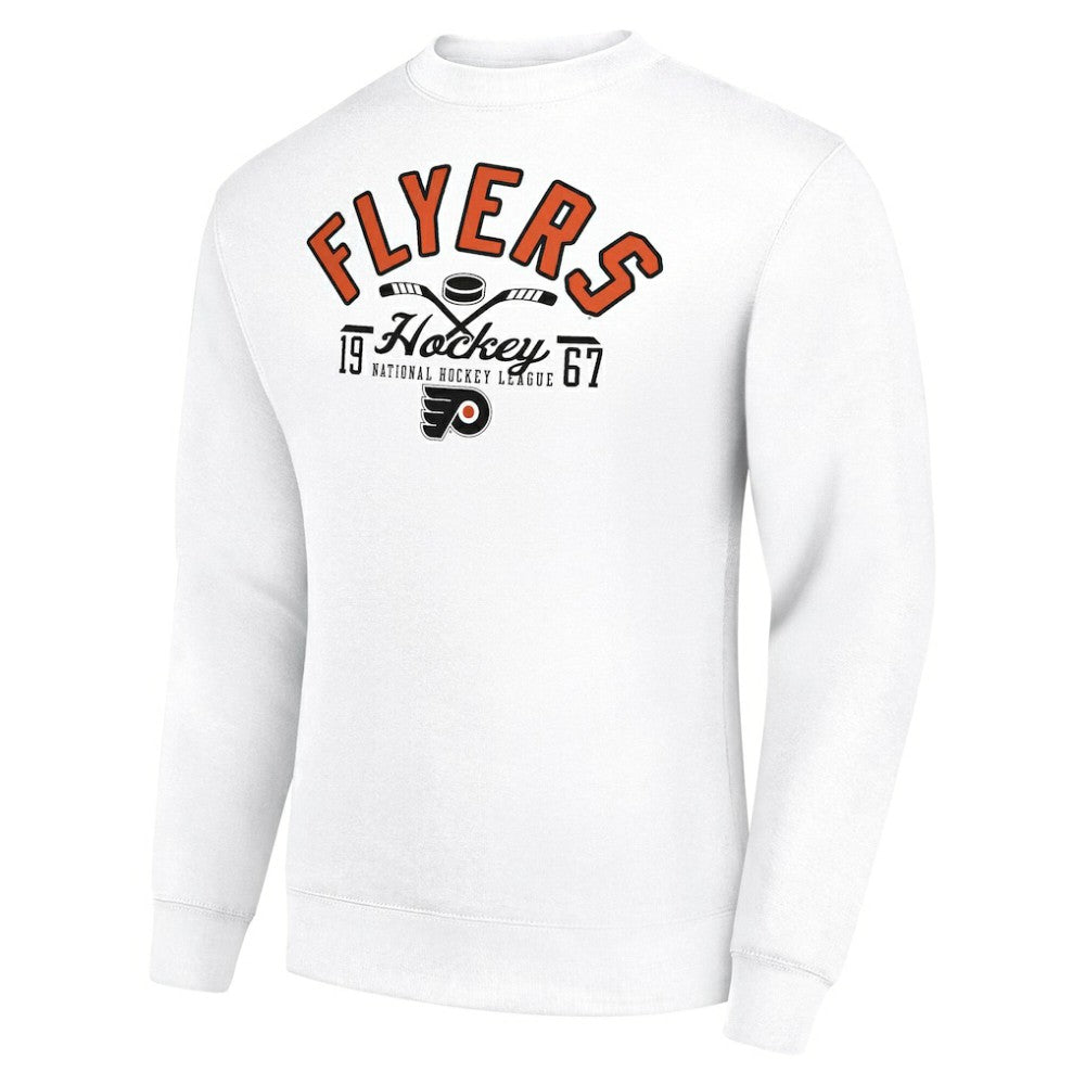 Philadelphia Flyers Starter Stick And Puck Logo Fleece Pullover Sweatshirt - White | NHL discount