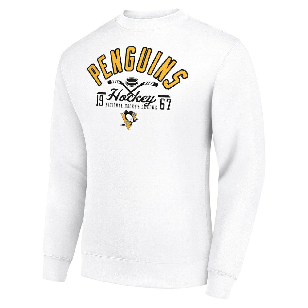 Pittsburgh Penguins Starter Stick And Puck Logo Fleece Pullover Sweatshirt - White | NHL discount