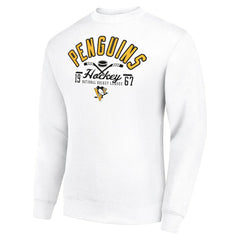 Pittsburgh Penguins Starter Stick And Puck Logo Fleece Pullover Sweatshirt - White | NHL discount