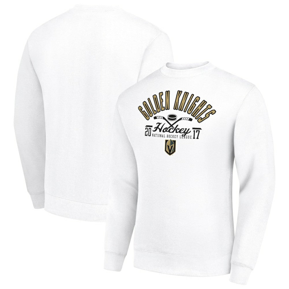 Vegas Golden Knights Starter Stick And Puck Logo Fleece Pullover Sweatshirt - White | NHL online