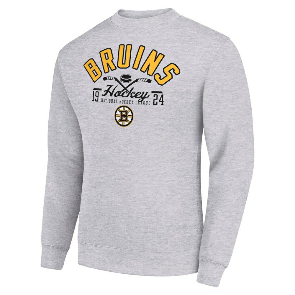 Boston Bruins Starter Stick And Puck Logo Fleece Pullover Sweatshirt - Heather Gray | NHL on sale