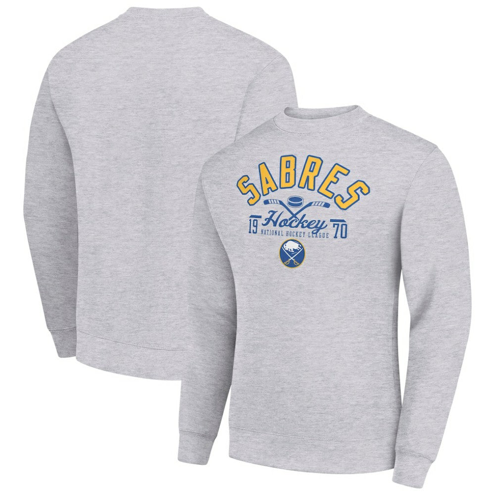 Buffalo Sabres Starter Stick And Puck Logo Fleece Pullover Sweatshirt - Heather Gray | NHL discount