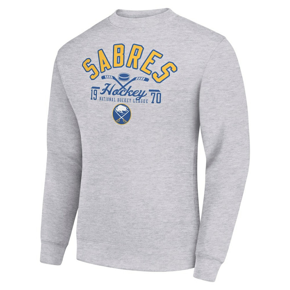 Buffalo Sabres Starter Stick And Puck Logo Fleece Pullover Sweatshirt - Heather Gray | NHL discount