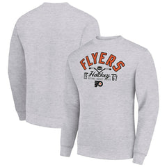Philadelphia Flyers Starter Stick And Puck Logo Fleece Pullover Sweatshirt - Heather Gray | NHL online