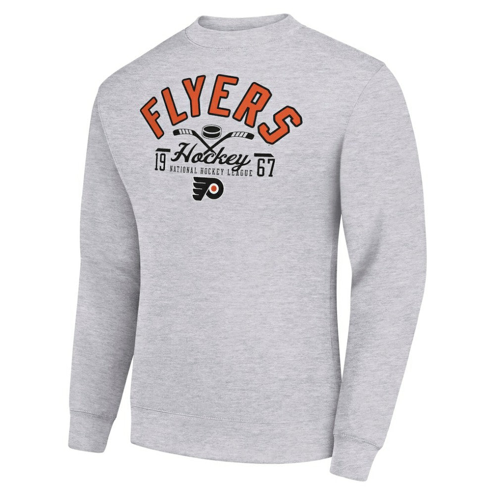 Philadelphia Flyers Starter Stick And Puck Logo Fleece Pullover Sweatshirt - Heather Gray | NHL online