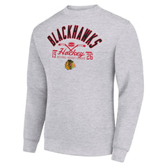 Chicago Blackhawks Starter Stick And Puck Logo Fleece Pullover Sweatshirt - Heather Gray | NHL on sale
