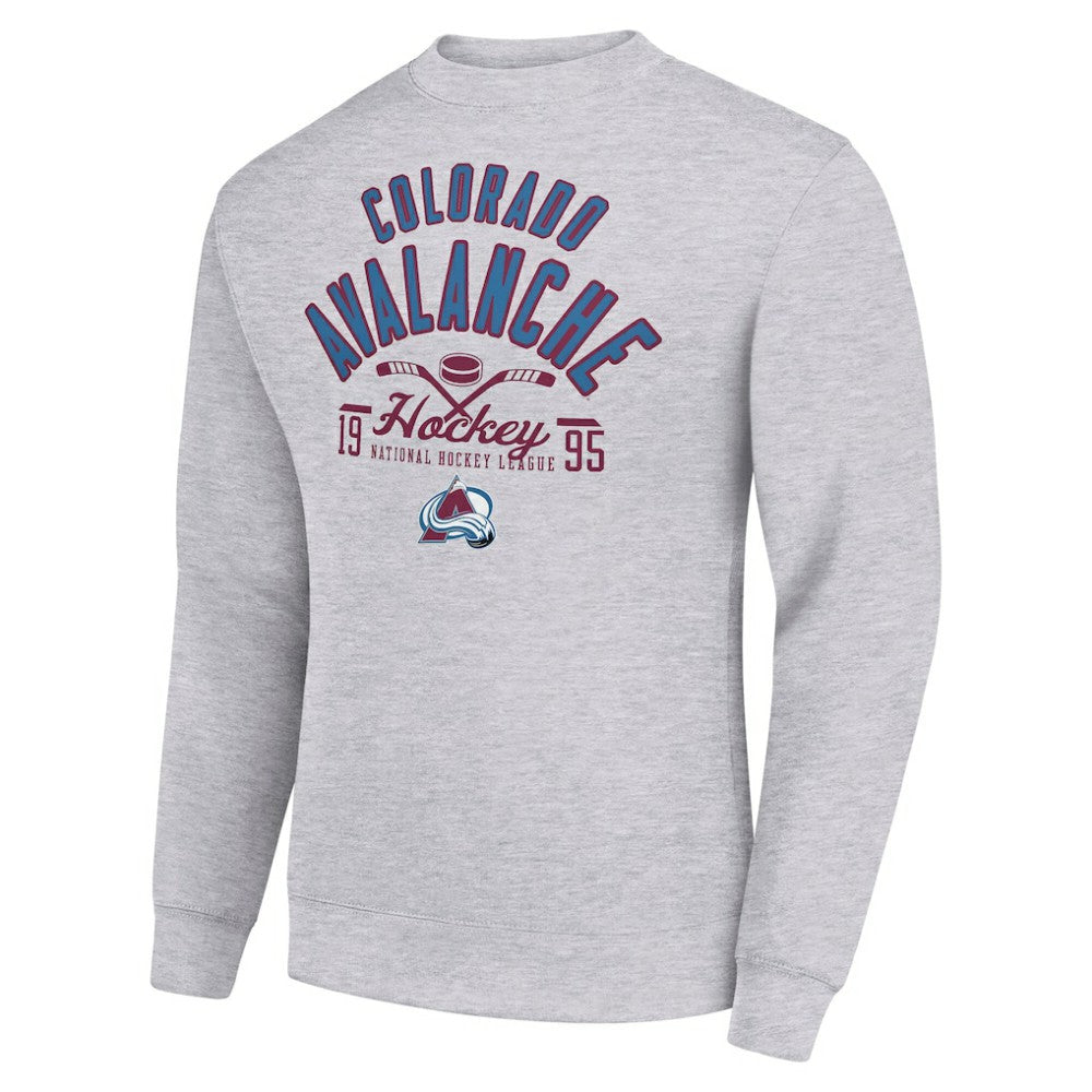 Colorado Avalanche Starter Stick And Puck Logo Fleece Pullover Sweatshirt - Heather Gray | NHL online