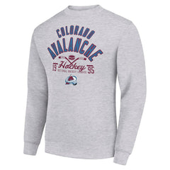 Colorado Avalanche Starter Stick And Puck Logo Fleece Pullover Sweatshirt - Heather Gray | NHL online