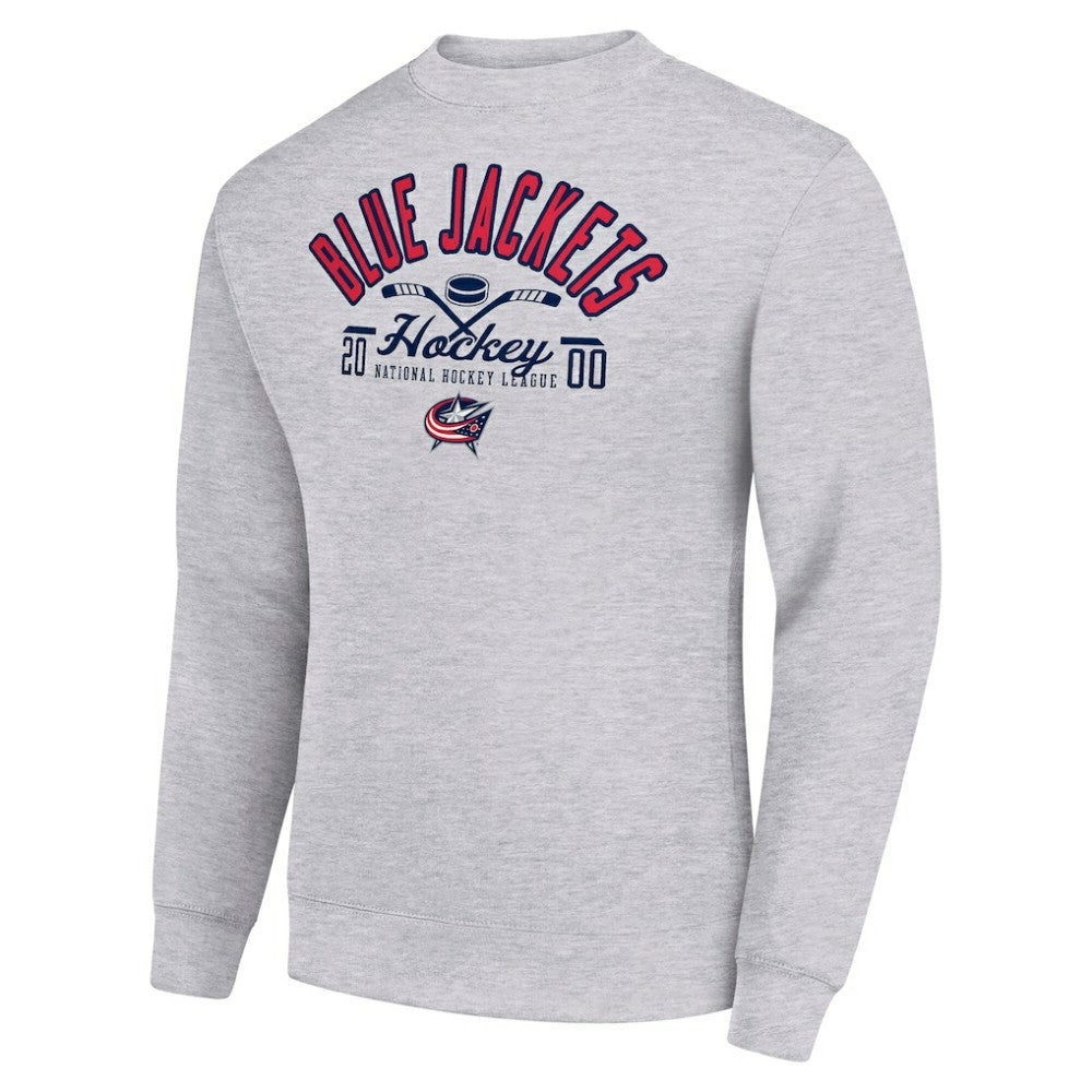 Columbus Blue Jackets Starter Stick And Puck Logo Fleece Pullover Sweatshirt - Heather Gray | NHL Clearance