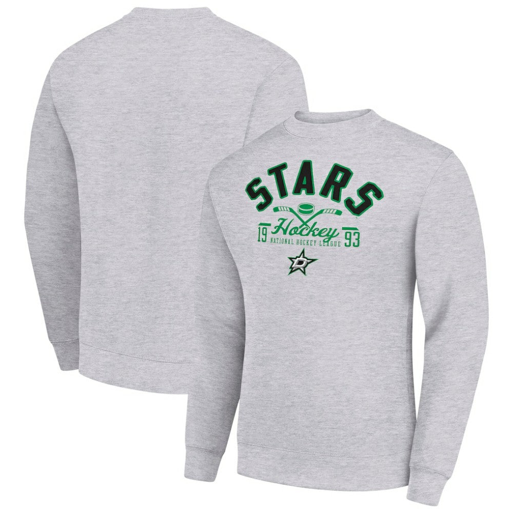 Dallas Stars Starter Stick And Puck Logo Fleece Pullover Sweatshirt - Heather Gray | NHL discount