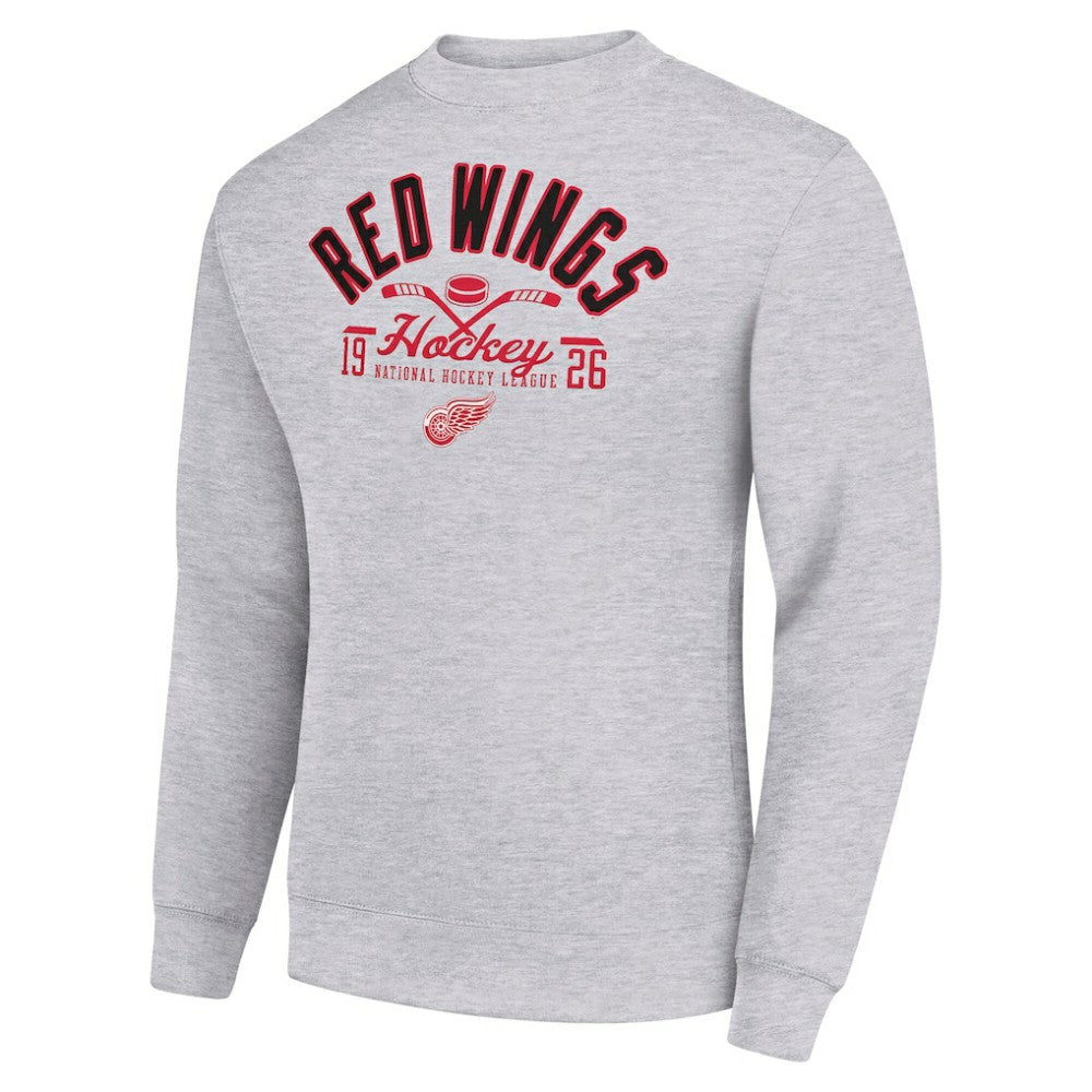 Detroit Red Wings Starter Stick And Puck Logo Fleece Pullover Sweatshirt - Heather Gray | NHL near me