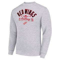 Detroit Red Wings Starter Stick And Puck Logo Fleece Pullover Sweatshirt - Heather Gray | NHL near me
